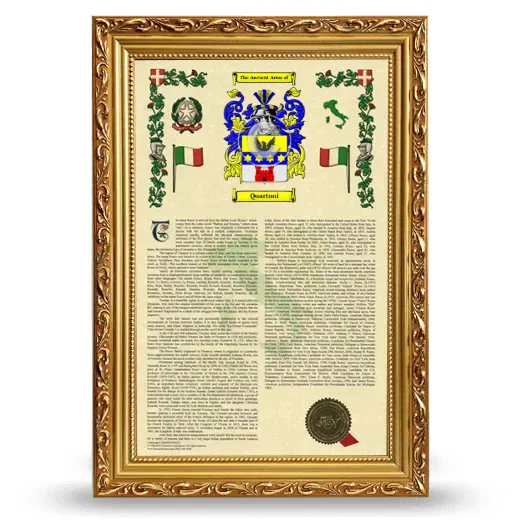 Quartoni Armorial History Framed - Gold