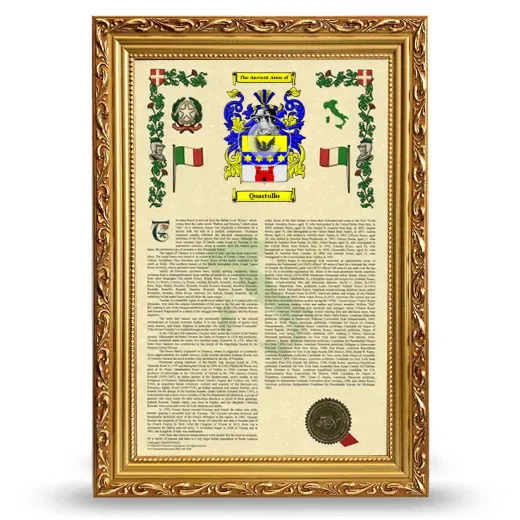 Quartullo Armorial History Framed - Gold
