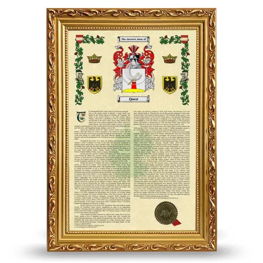 Quest Armorial History Framed - Gold