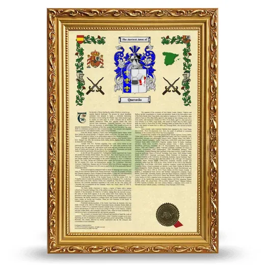 Quevedo Armorial History Framed - Gold