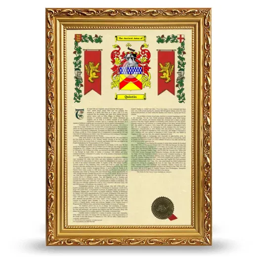Quintin Armorial History Framed - Gold