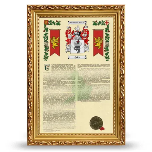 Quirk Armorial History Framed - Gold