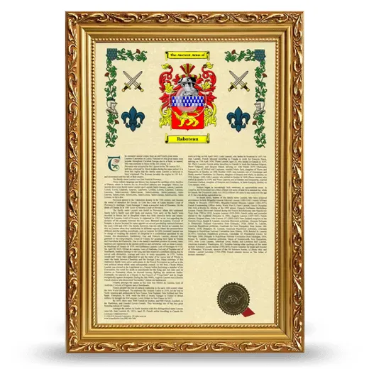 Raboteau Armorial History Framed - Gold
