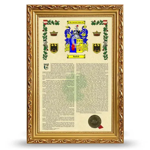 Radick Armorial History Framed - Gold