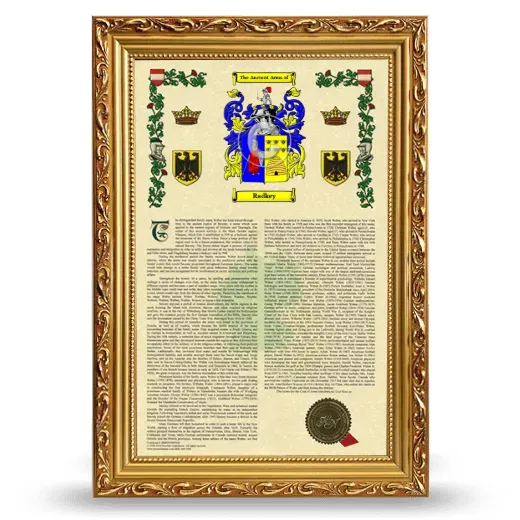 Radkey Armorial History Framed - Gold