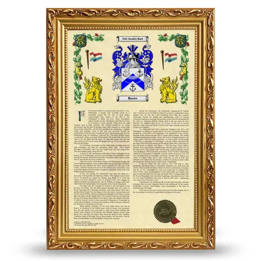 Raete Armorial History Framed - Gold