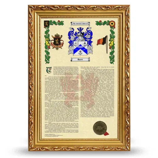 Raett Armorial History Framed - Gold