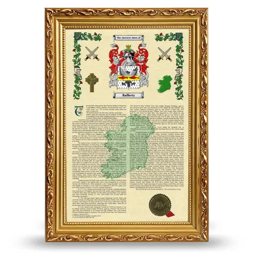 Rafferty Armorial History Framed - Gold