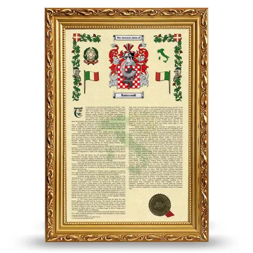 Raimondi Armorial History Framed - Gold