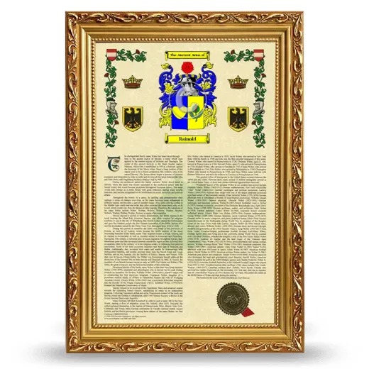 Rainold Armorial History Framed - Gold