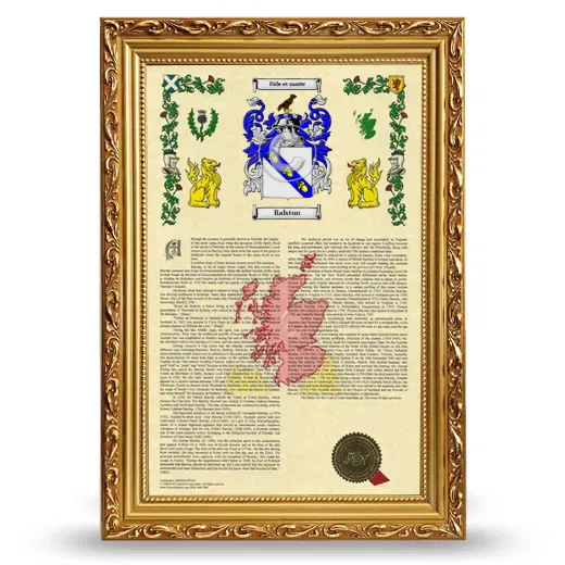 Ralston Armorial History Framed - Gold