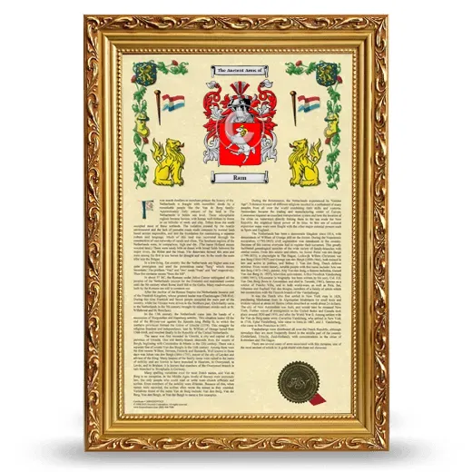 Ram Armorial History Framed - Gold