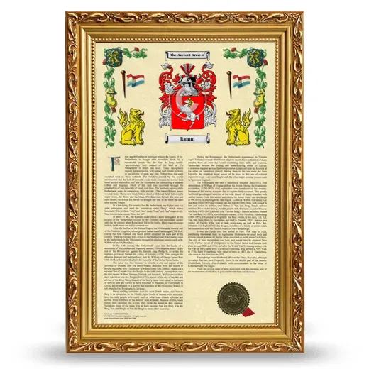 Ramm Armorial History Framed - Gold