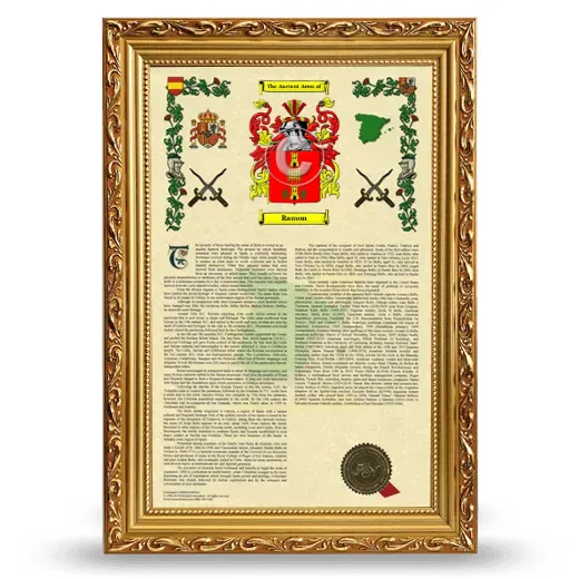 Ramon Armorial History Framed - Gold