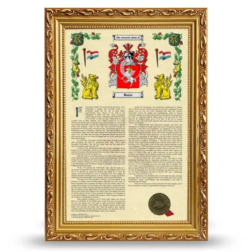 Rams Armorial History Framed - Gold