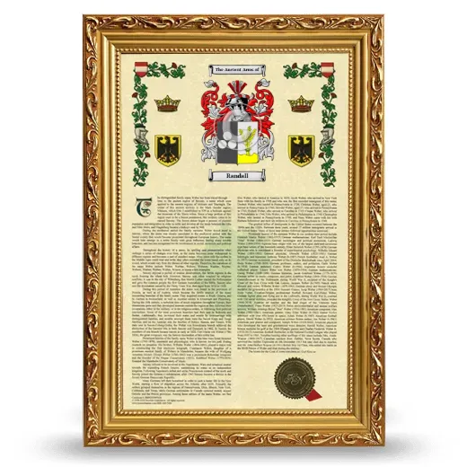 Randall Armorial History Framed - Gold