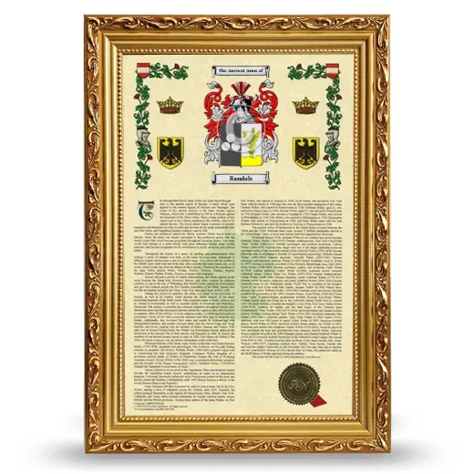 Randals Armorial History Framed - Gold