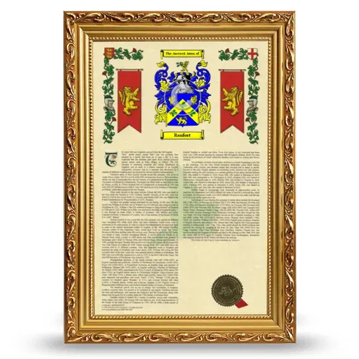 Ranfort Armorial History Framed - Gold