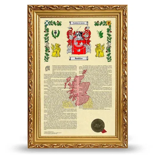 Rankins Armorial History Framed - Gold