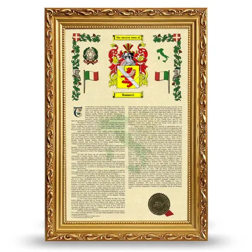 Ranucci Armorial History Framed - Gold