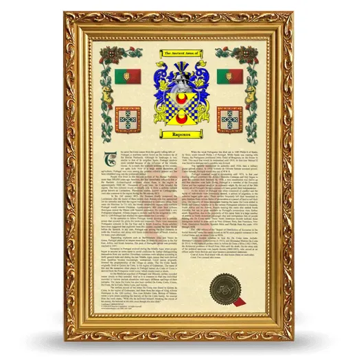 Raposos Armorial History Framed - Gold