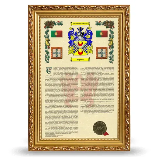 Rapozo Armorial History Framed - Gold