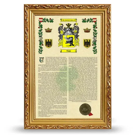 Rapp Armorial History Framed - Gold