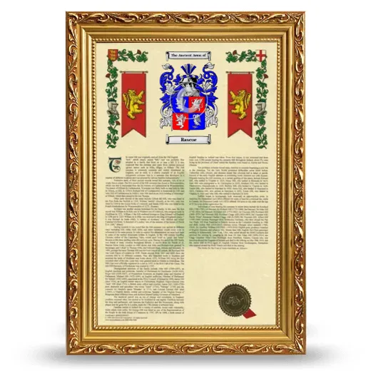 Rascoe Armorial History Framed - Gold