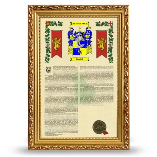 Rasdall Armorial History Framed - Gold