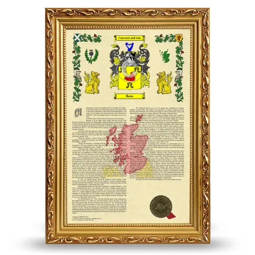 Rass Armorial History Framed - Gold