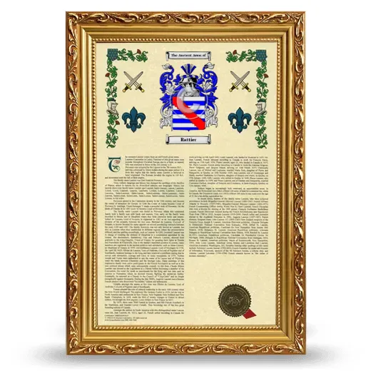Rattier Armorial History Framed - Gold