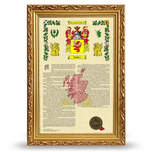 Raulant Armorial History Framed - Gold