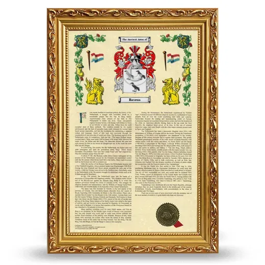 Ravens Armorial History Framed - Gold