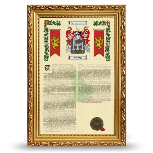 Rawling Armorial History Framed - Gold