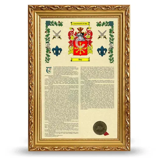 Ray Armorial History Framed - Gold