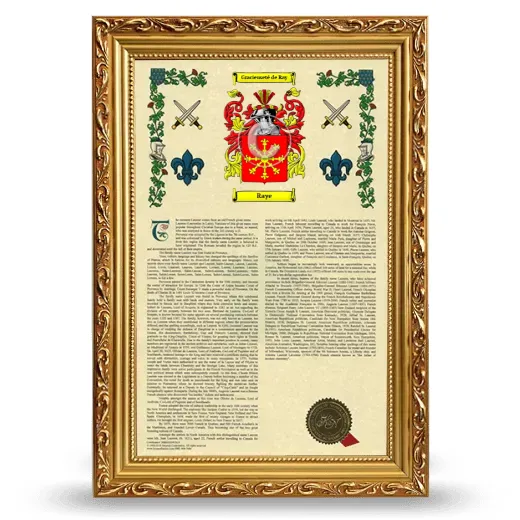 Raye Armorial History Framed - Gold