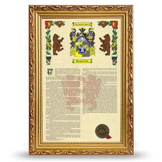 Razumovsky Armorial History Framed - Gold