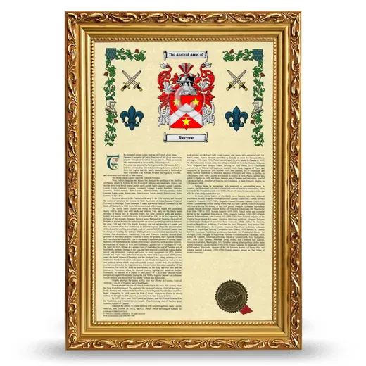 Recore Armorial History Framed - Gold
