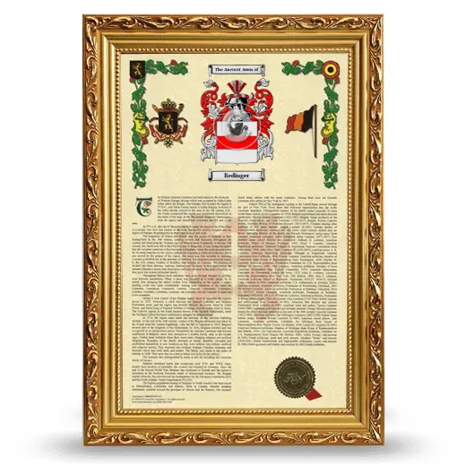 Redinger Armorial History Framed - Gold