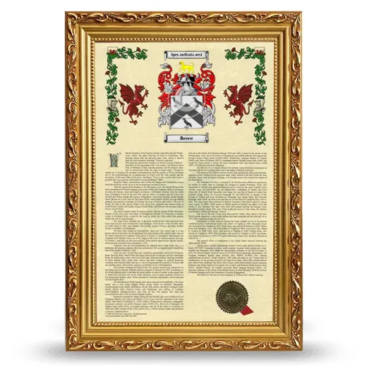 Reece Armorial History Framed - Gold