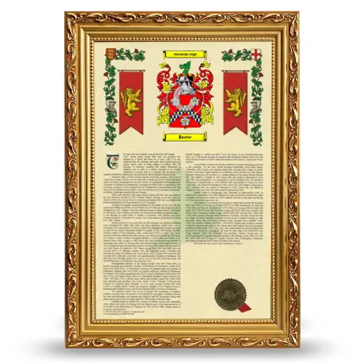 Reeve Armorial History Framed - Gold