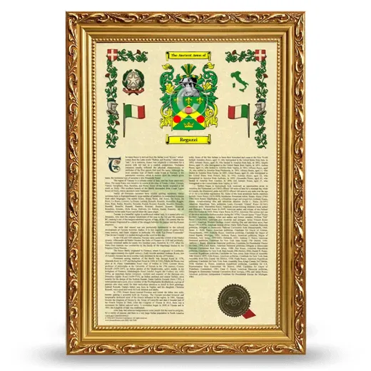 Regazzi Armorial History Framed - Gold