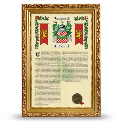 Register Armorial History Framed - Gold