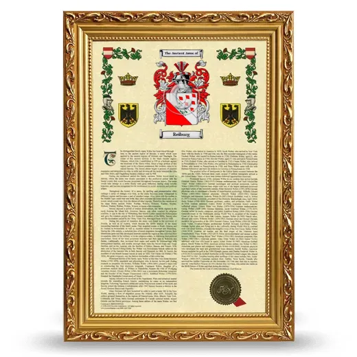 Reiburg Armorial History Framed - Gold