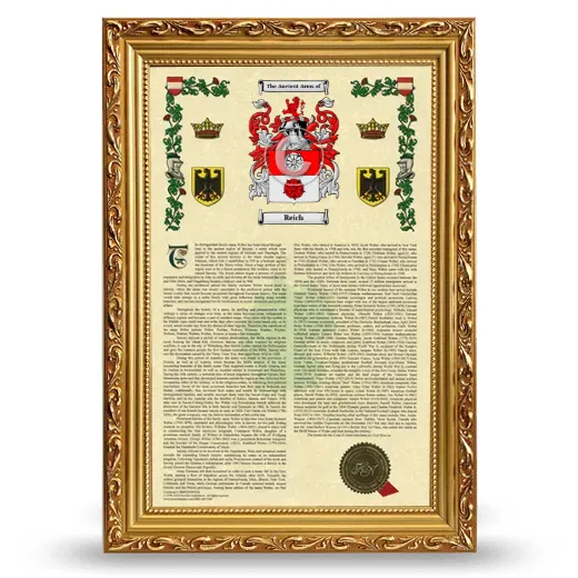 Reich Armorial History Framed - Gold