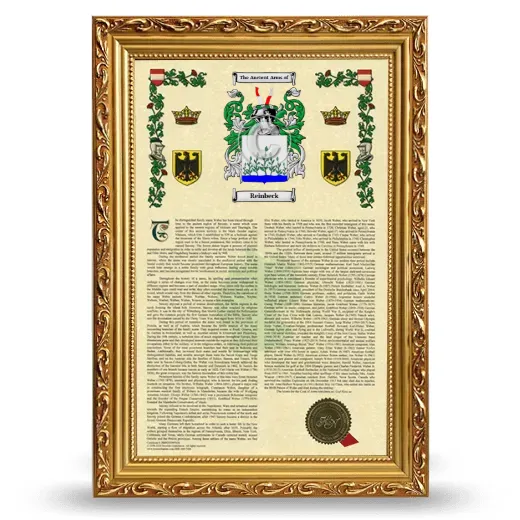 Reinbeck Armorial History Framed - Gold