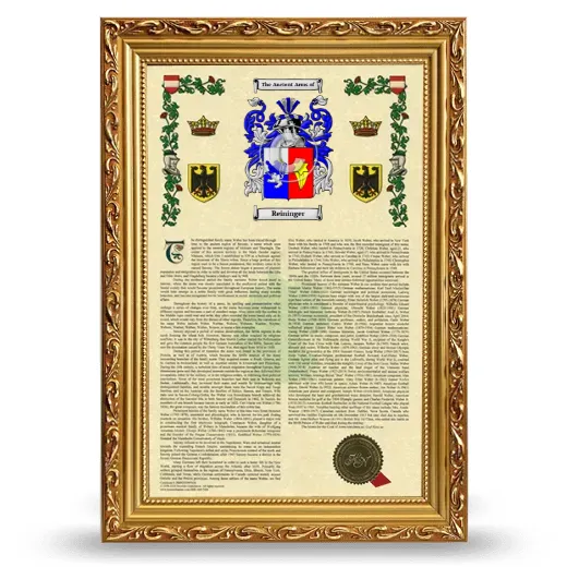 Reininger Armorial History Framed - Gold