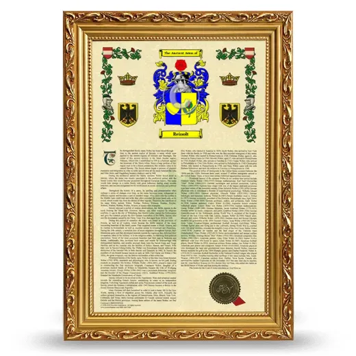Reinolt Armorial History Framed - Gold
