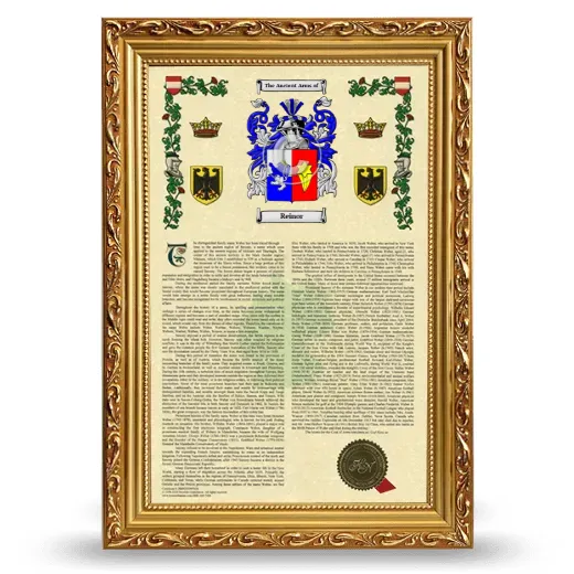 Reinor Armorial History Framed - Gold