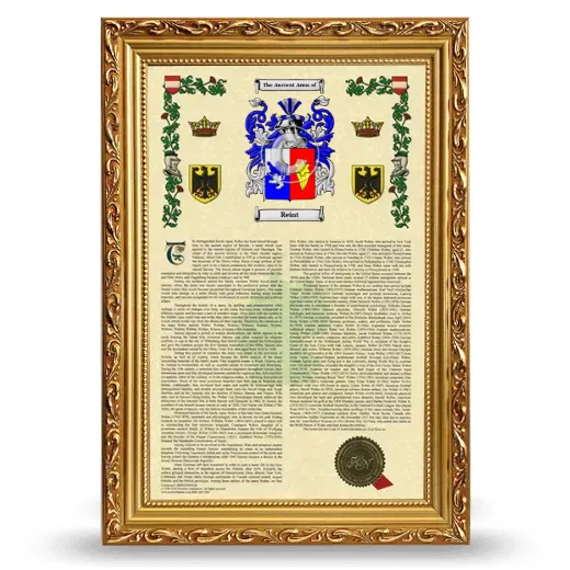 Reint Armorial History Framed - Gold